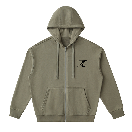 Drop-Shoulder Zip Up Hoodie